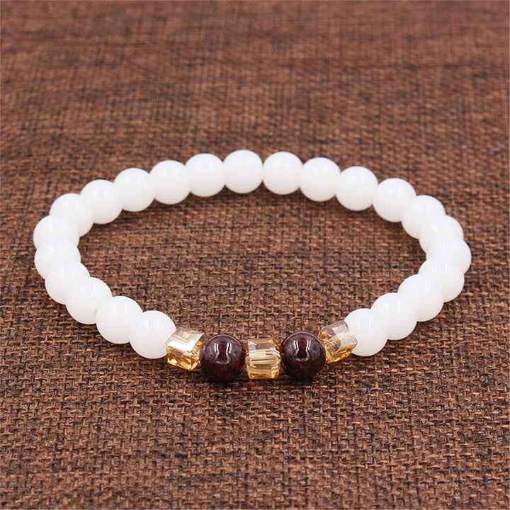 Buddha Stones天然白翡翠守護ブレスレット