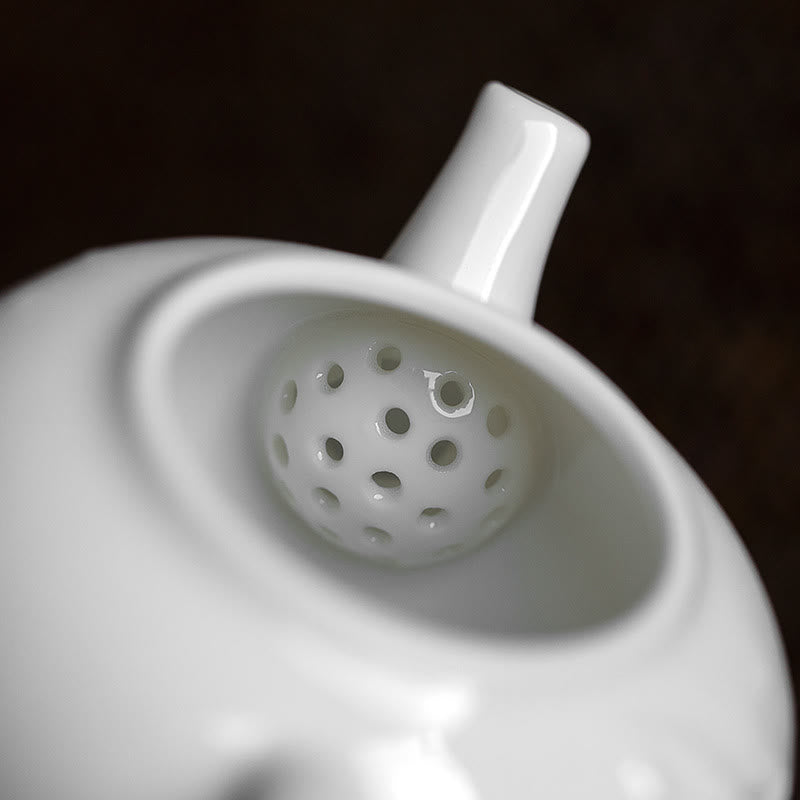 白梅松竹彫刻デザイン陶器ティーポット
