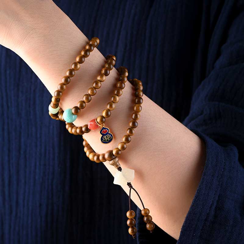 Buddha Stonesチベットローズウッド 保護 静寂 ブレスレットMala