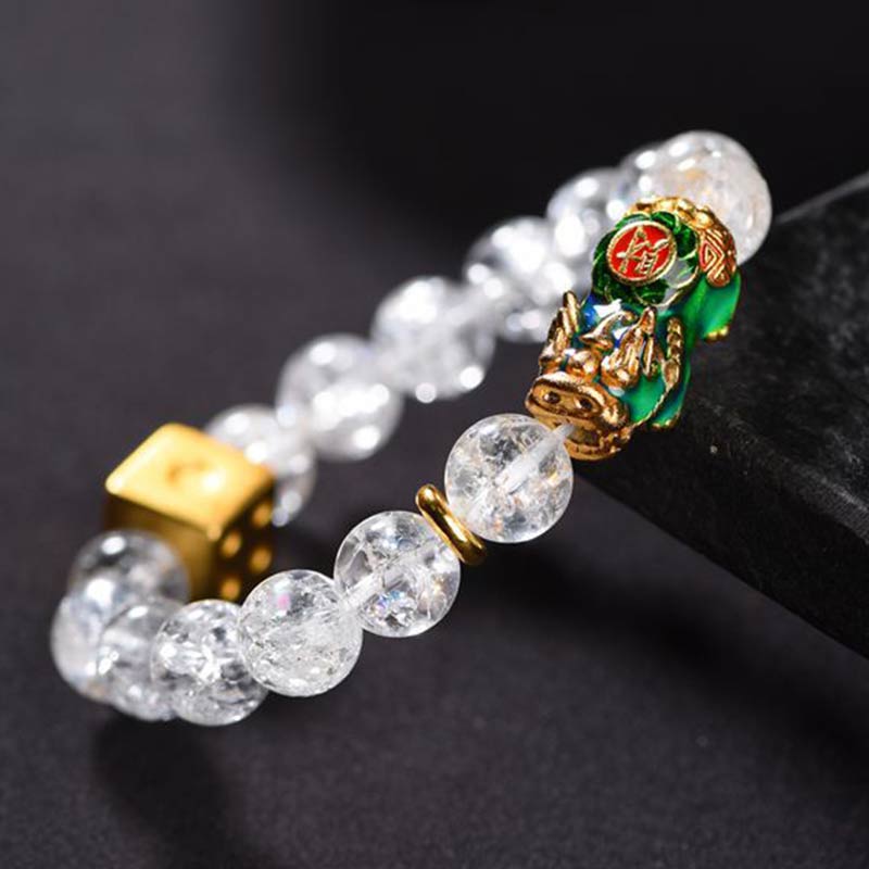 Buddha Stones色が変わるPiXiuホワイトクリスタルダイス開運財運ブレスレット