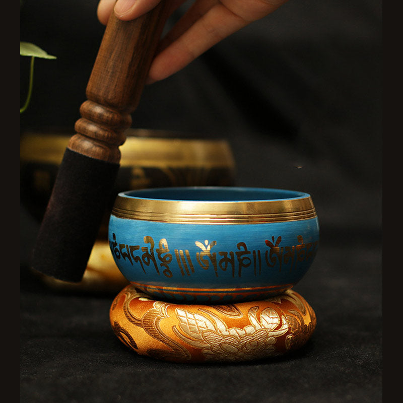 Buddha Stonesチベット瞑想サウンドボウル手作りヒーリングとマインドフルネスサポート保護シンギングボウルセット