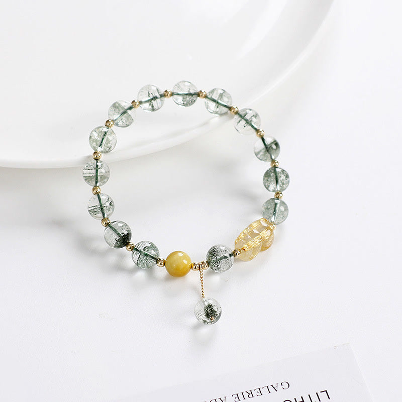 Buddha Stonesグリーンファントムシトリン 貔貅 自信ブレスレット