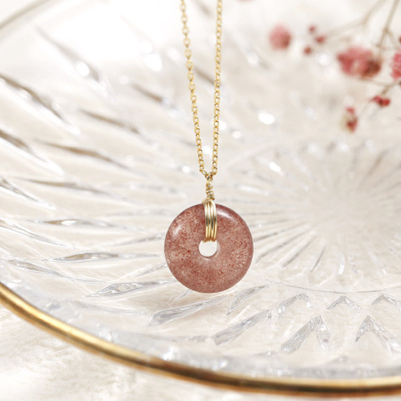 Buddha Stones925スターリングシルバー ストロベリークォーツ ヒーリングポジティブネックレス