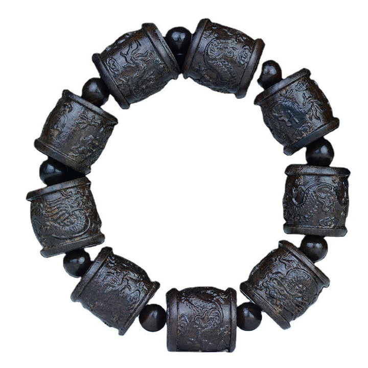 Buddha Stones黒檀十八羅漢 蓮華龍 彫刻 バランスブレスレット