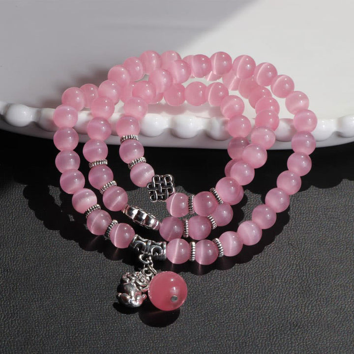 Buddha Stonesキャットアイ貔貅サポートトリプルラップブレスレット