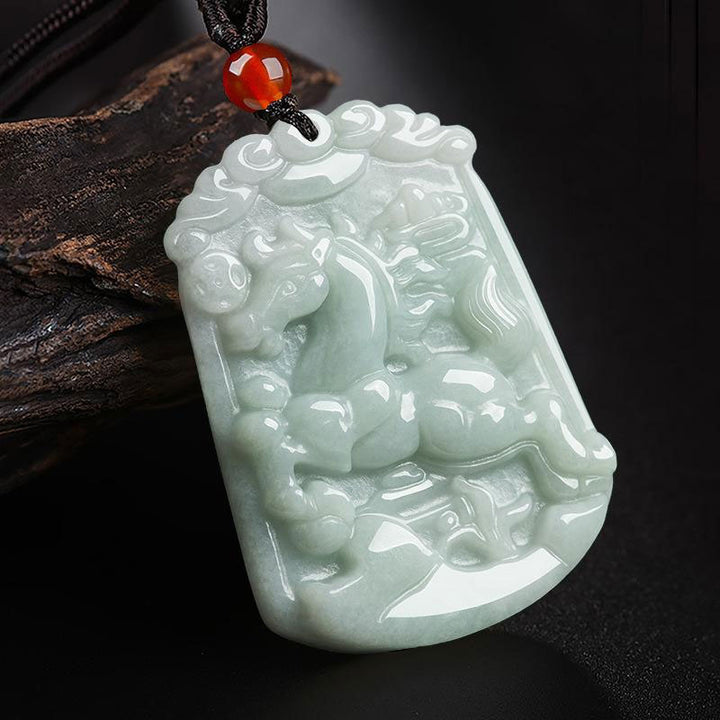 Buddha Stones天然翡翠12星座の豊穣のお守りペンダントネックレス