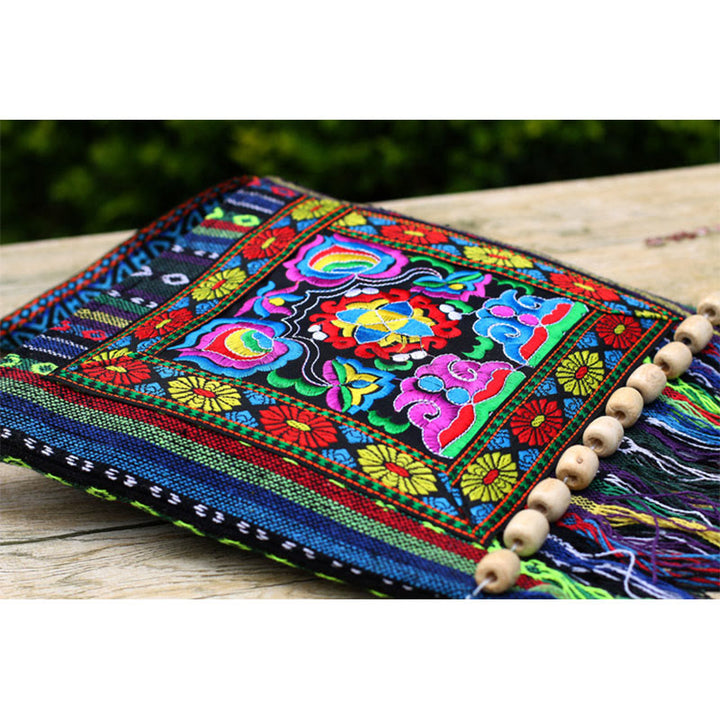 Buddha Stonesチベットのハンドメイド刺繍カメリアキャンバスショルダーバッグクロスボディバッグ