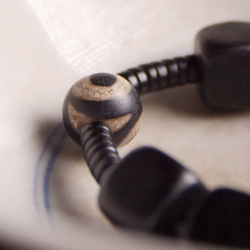 Buddha Stonesチベット黒檀Dziビーズ強度ブレスレット