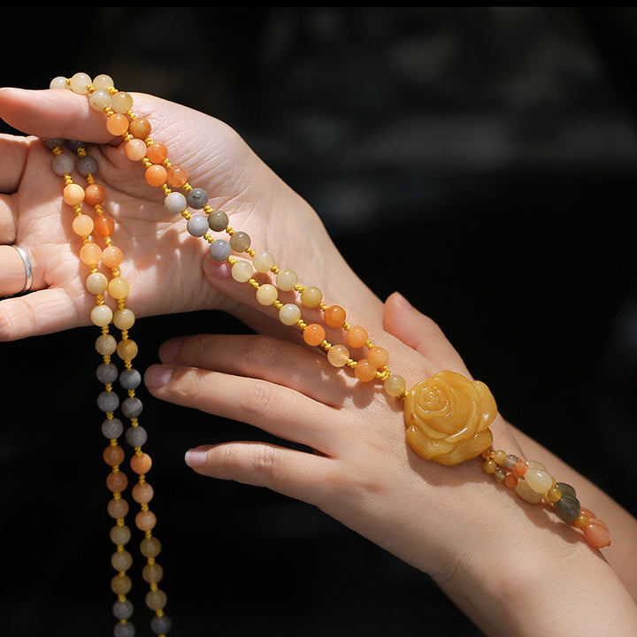 Buddha Stonesチベット黄金シルク翡翠富のペンダントネックレス