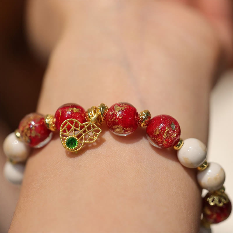 Buddha Stonesひょうたん、富の神、お守り、幸運、琉璃、ガラスビーズ、お香、灰、磁器ビーズブレスレット