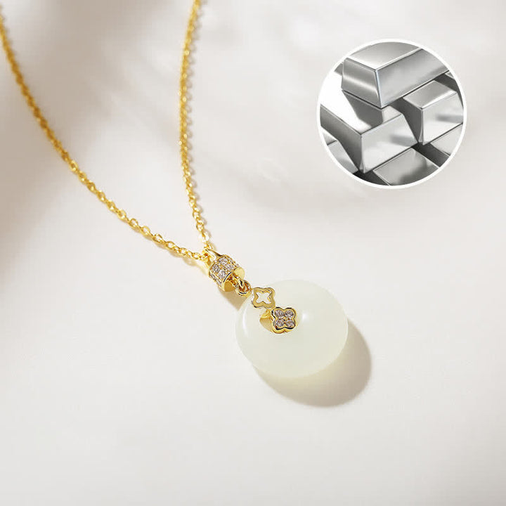Buddha Stones 925スターリングシルバー 和田白翡翠コインフラワー 平和バックル 幸運ネックレスペンダント