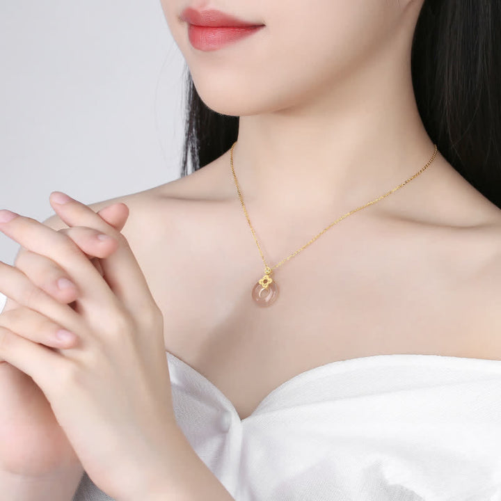 Buddha Stones925スターリングシルバー カルセドニー コインピースバックル ポジティブネックレスペンダント