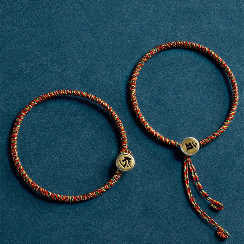 Buddha Stonesハンドメイド 925 スターリングシルバー十二支誕生仏守護 カラフル ロープブレスレット