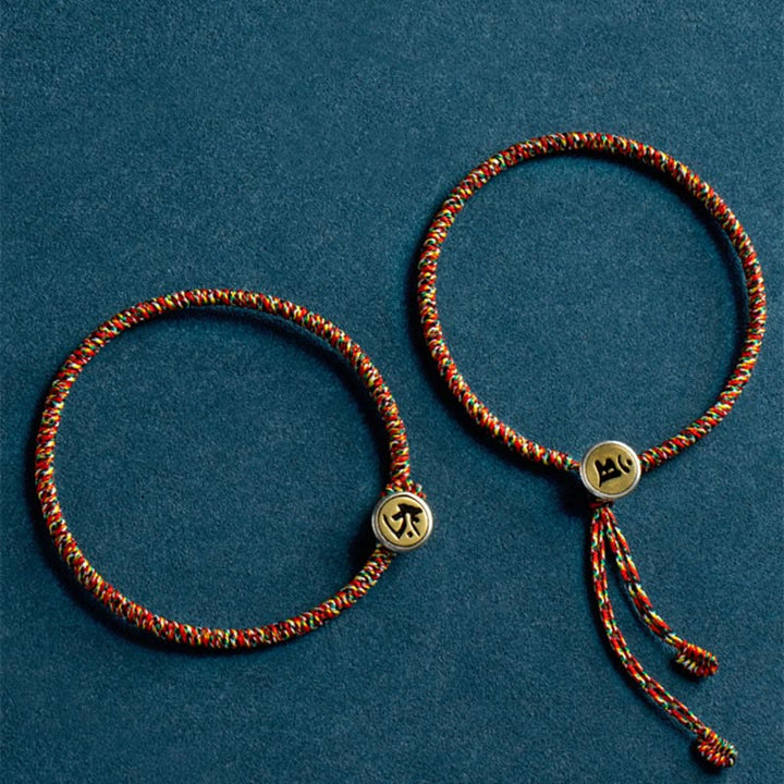 Buddha Stonesハンドメイド 925 スターリングシルバー十二支誕生仏守護 カラフル ロープブレスレット