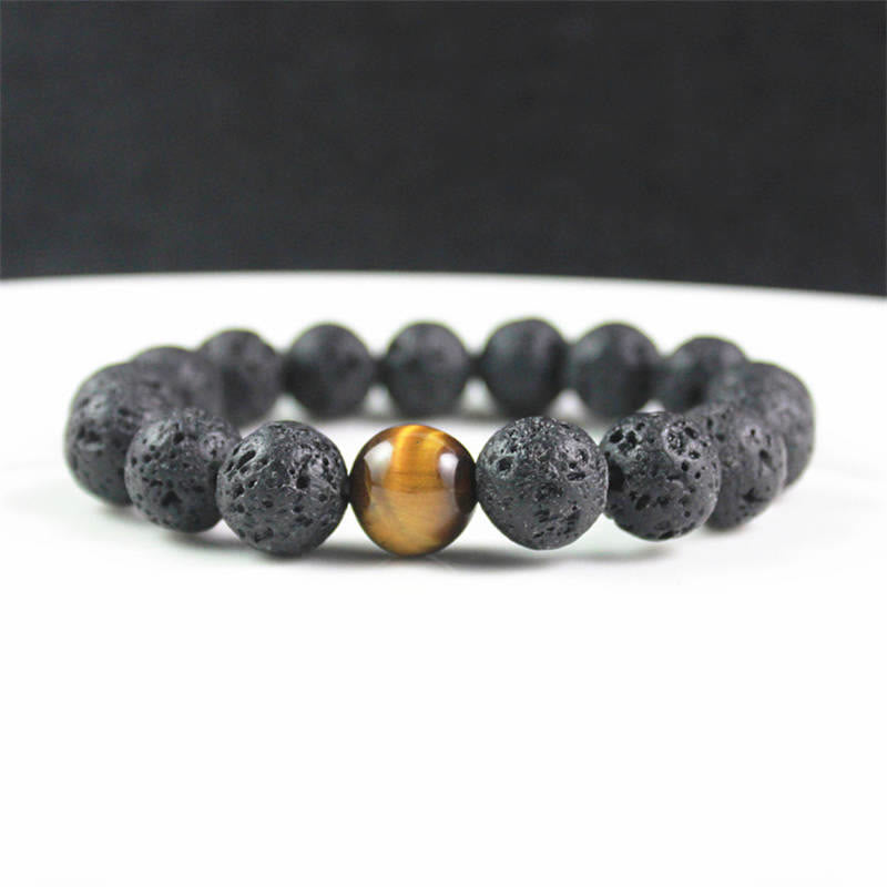Buddha Stones溶岩石 タイガーアイ 石 平和ヒーリングブレスレット