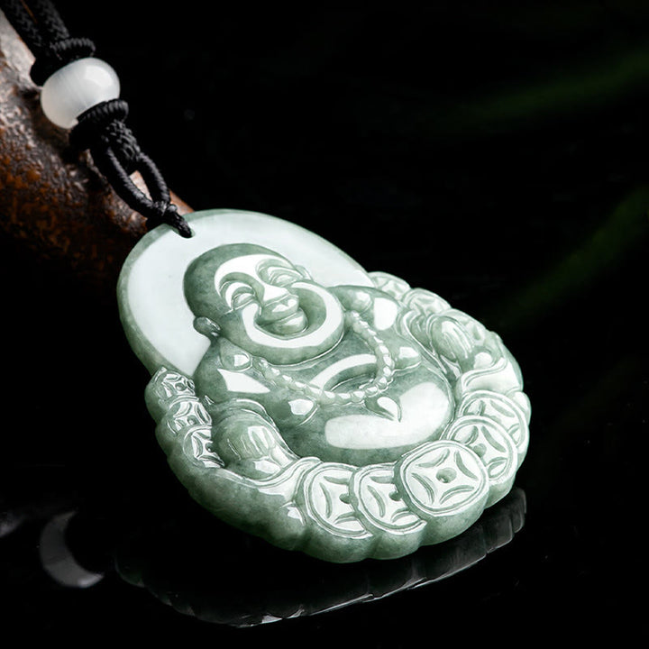 Buddha Stones笑う仏陀 天然翡翠 銅貨 豊穣のネックレスペンダント - image 4