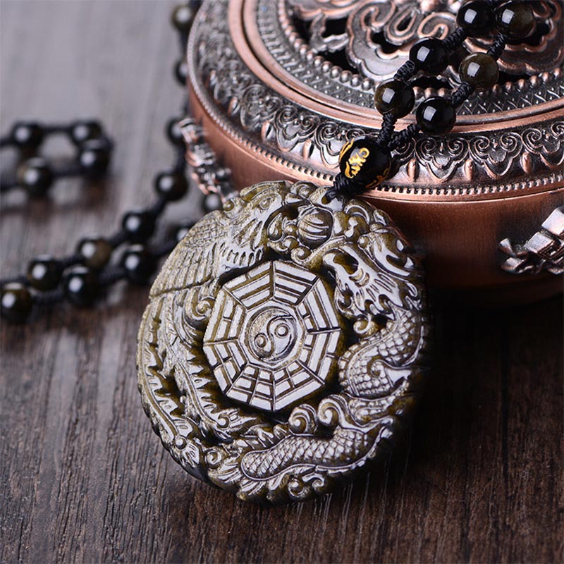 Buddha Stonesゴールデンオブシディアン ヒーリングエネルギーネックレスペンダント