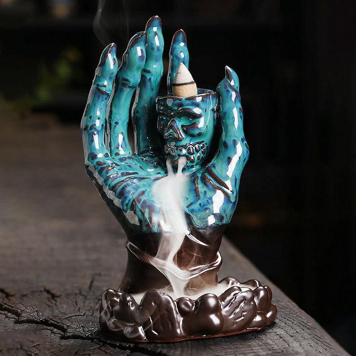Buddha Stonesハロウィン ゴーストハンド スカルヘッド セラミック 平和 癒し 香炉 装飾