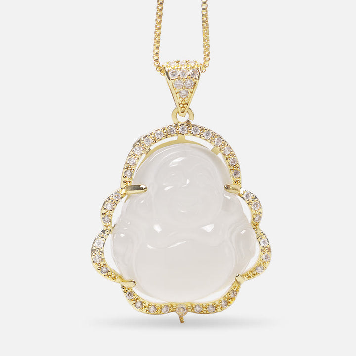 Buddha Stones ラッキースマイル仏様ネックレス／幸運お守り - A-笑い仏-金色/白 - image 21