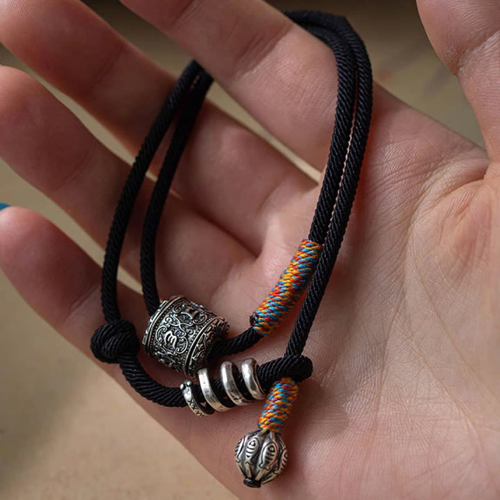 Buddha Stonesチベットのオーム・マニ・パドメ・フム彫刻お守りダブルラップブレスレット