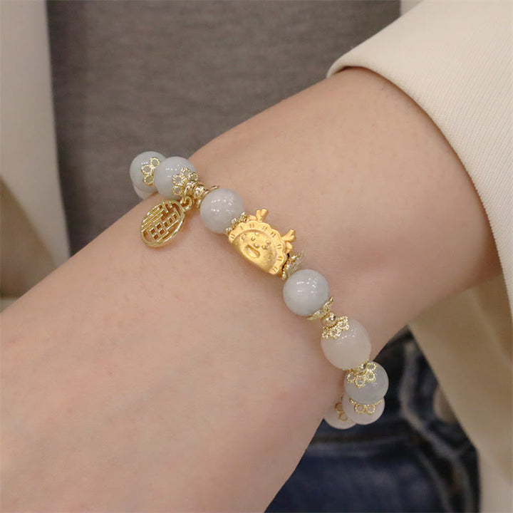 Buddha Stones赤瑪瑙 ストロベリークォーツ 黒曜石 翡翠 ガーネット 真珠 辰砂 団子型 龍 幸運 福 キャラクター ブレスレット - image 20