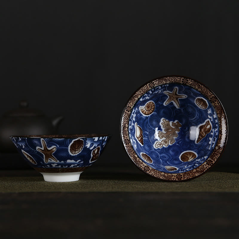 Buddha Stones、花、フーキャラクター、山、蓮、桜、陶器のティーカップ、カンフーティーカップ