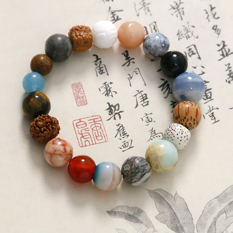 Buddha Stones天然菩提樹の水晶石 瑪瑙 悪霊除けブレスレット