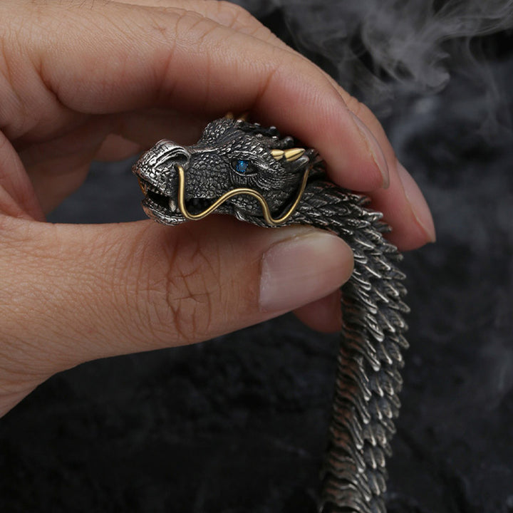 Buddha Stones北欧 ドラゴン ハンドメイド お守り 幸運 保護 チェーン ブレスレット