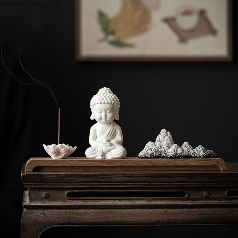 Buddha Stones蓮の花 如来 観音 観音 地蔵菩薩 瞑想 陶器 スティック 香炉 装飾
