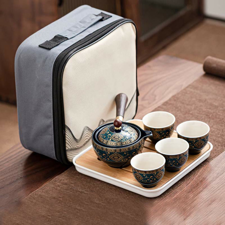 Buddha Stones中国功夫茶器デザイン 陶器ティーポット ポータブルギフトバッグ