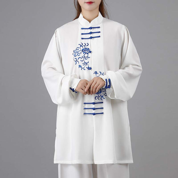 Buddha Stonesの花刺繍瞑想祈りスピリチュアル禅太極拳気功練習ユニセックス服セット - image 4