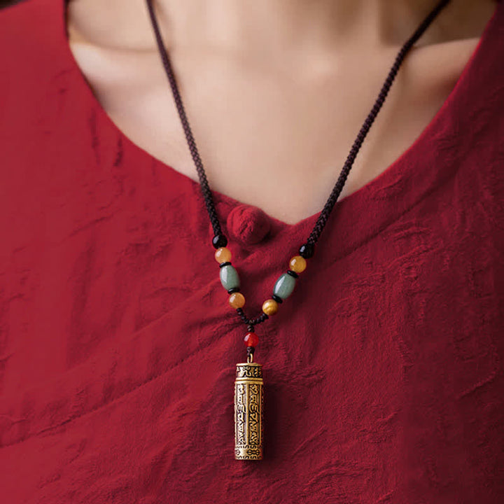 Buddhastoneshop チベットオーム・マニ・パドメ・フムメノウ シュランガマ スートラ保護ネックレス ペンダント - image 6