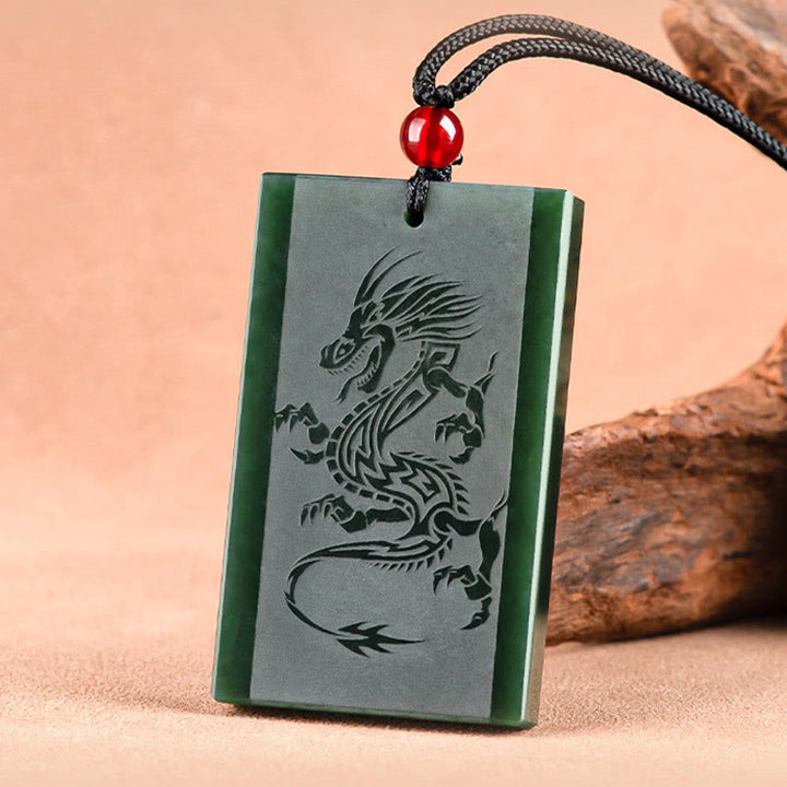 Buddha Stones和田翡翠 龍彫り 成功のネックレスペンダント - image 3