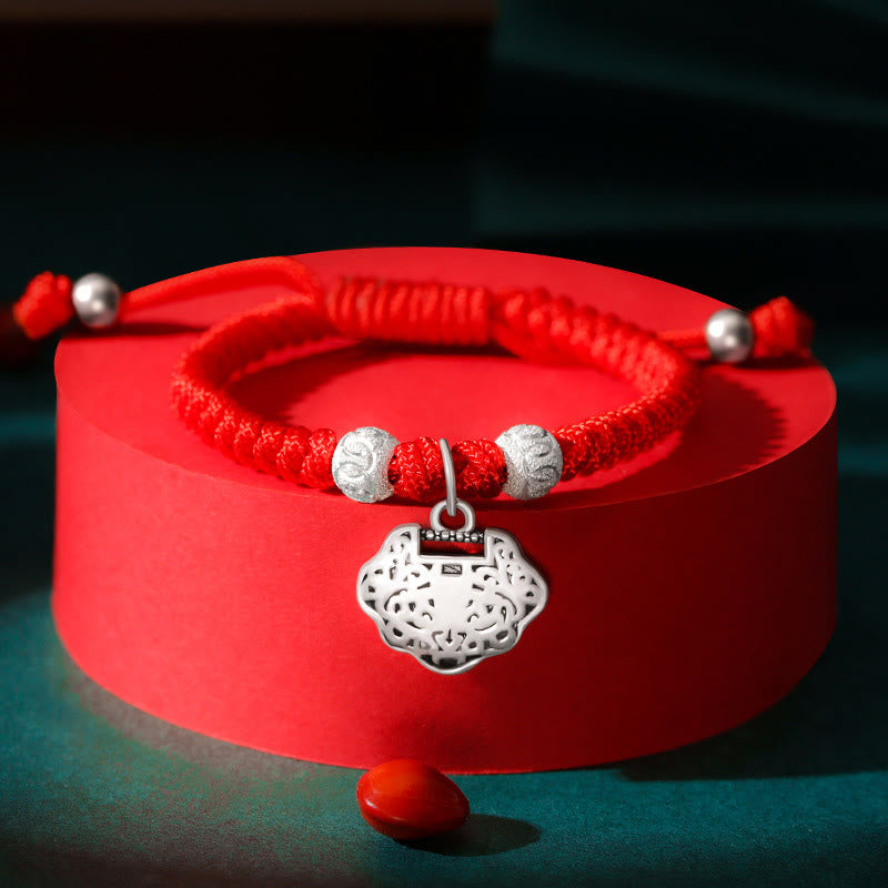 Buddha Stones 925スターリングシルバー 中国ロックチャーム マルチカラー レッドストリング プロテクション ハンドメイド編み込み キッズブレスレット