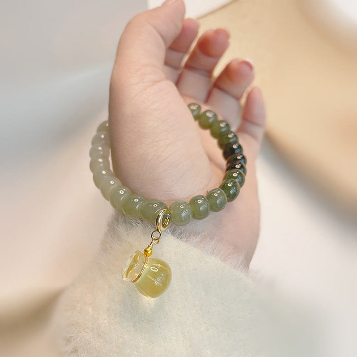 Buddha Stones天然和田翡翠マネーバッグチャームビーズ繁栄ブレスレット
