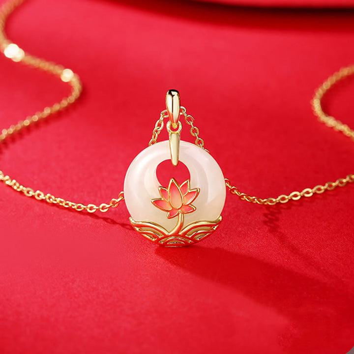 Buddha Stones925スターリングシルバー 和田白翡翠 蓮の花 祝福ネックレスペンダント - image 3