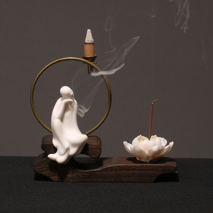 Buddha Stones陶器 蓮 癒し 瞑想 香炉 装飾