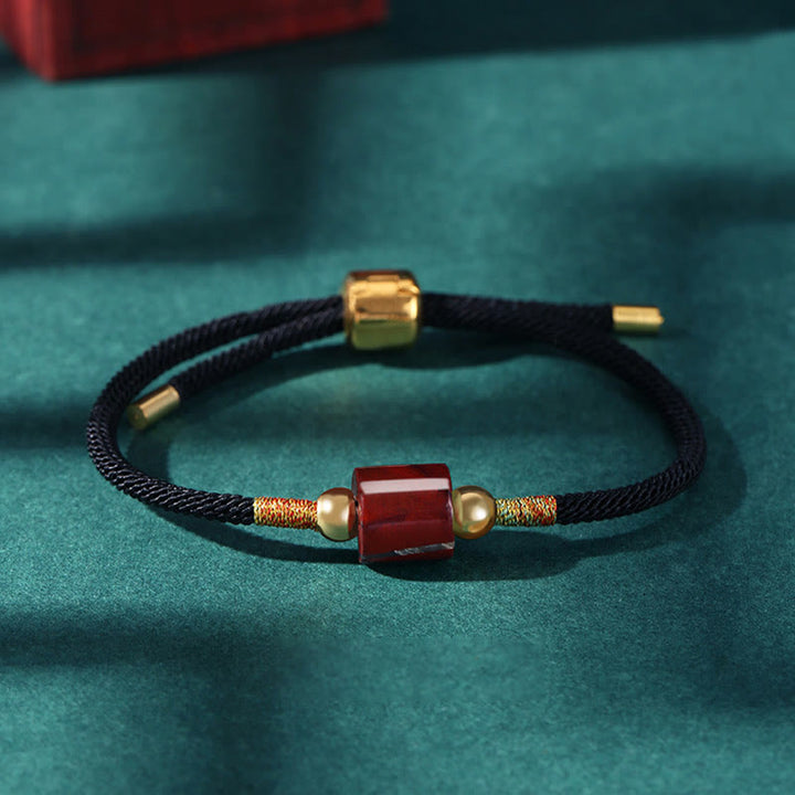 Buddha Stonesチベット ハンドメイド グリーンアベンチュリン レッドストーン マラカイト 幸運の守護 編み込みロープブレスレット