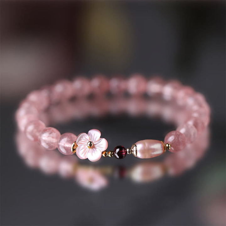 Buddha Stonesストロベリークォーツ ピーチブロッサム ラブブレスレット