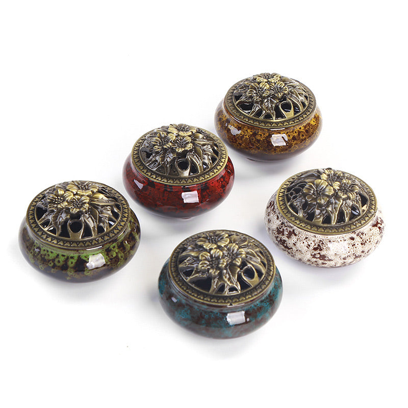 Buddha Stones柄 陶器 祝福 瞑想 香炉 装飾