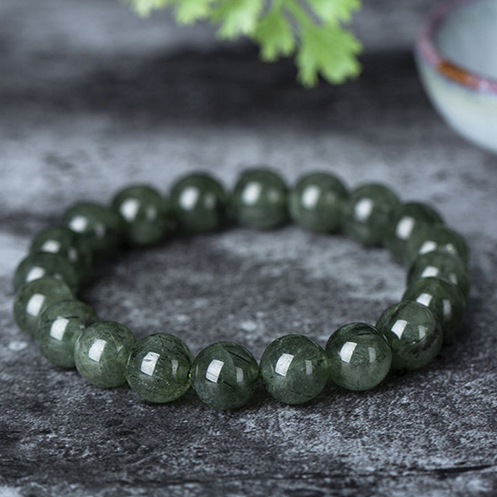 Buddha Stones天然グリーンクリスタル 祝福 富のブレスレット