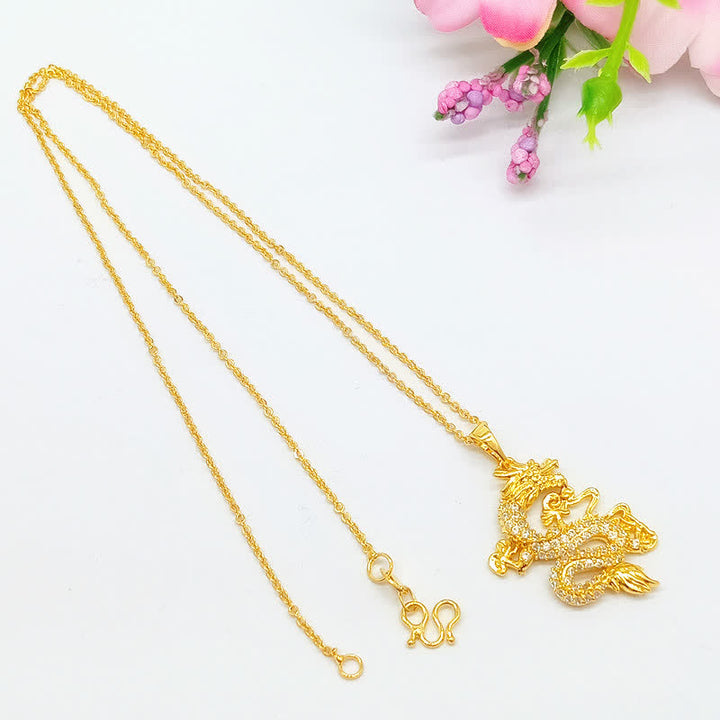 Buddha Stonesゴールドドラゴン保護ネックレスペンダント - image 4