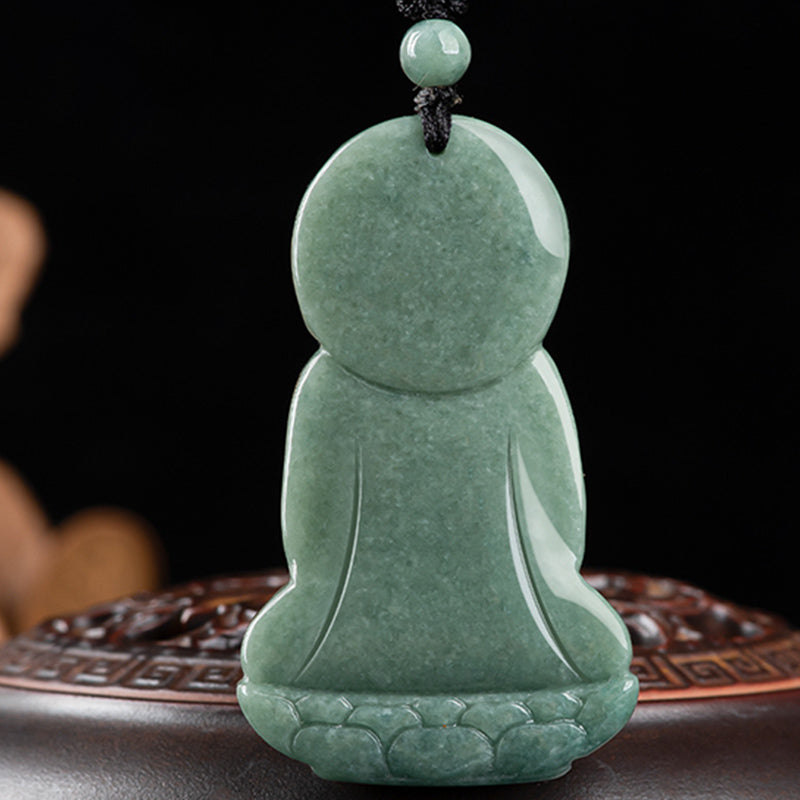 Buddha Stones阿弥陀仏 翡翠 お守り 慈悲の紐ネックレス - image 7
