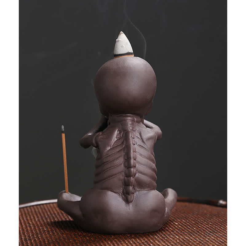Buddha Stones小さな頭蓋骨 ゴースト 紫粘土 逆流煙噴水 平和香炉 装飾