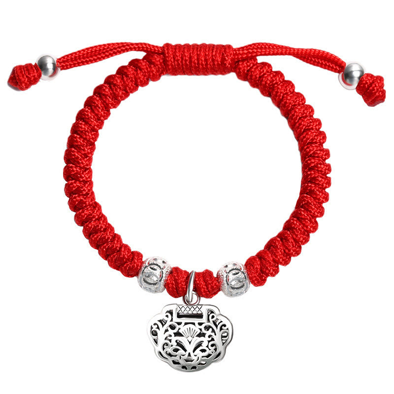 Buddha Stones 925スターリングシルバー 中国ロックチャーム マルチカラー レッドストリング プロテクション ハンドメイド編み込み キッズブレスレット
