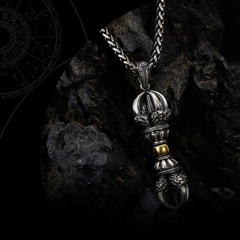 Buddha Stonesチベットドルジェ金剛杵デザイン富のネックレスペンダント