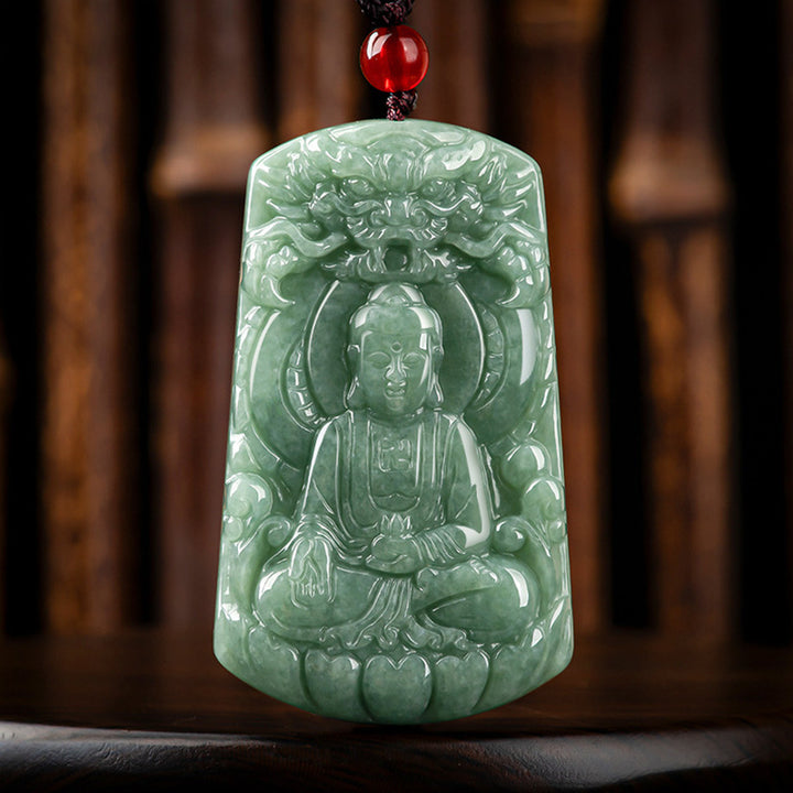 Buddha Stones如来仏 龍 翡翠 お守り 静寂の紐ネックレス