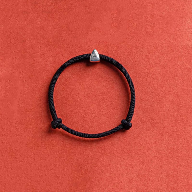 Buddha Stones925 スターリングシルバー 福文字 祝福 ハンドメイド 編み込みブレスレット