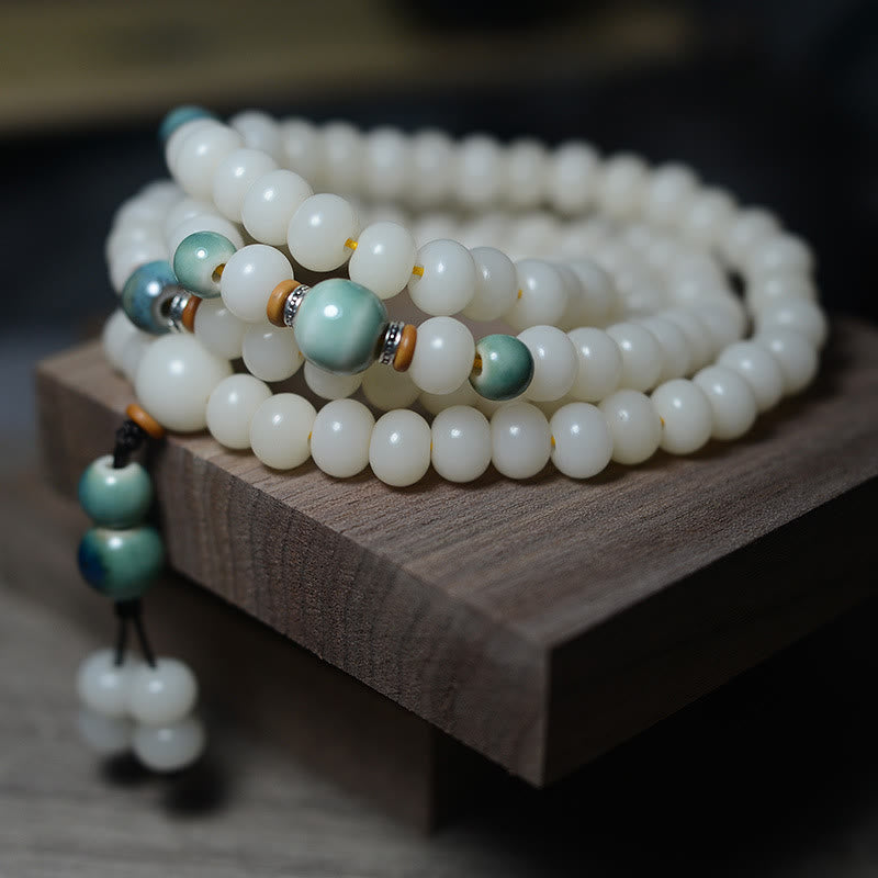 Buddha Stones108 個入りMalaビーズ 菩提樹 邪悪な霊を寄せ付けない 穏やかなブレスレット