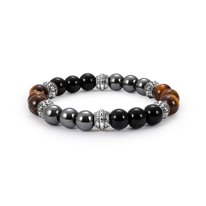 Buddha Stonesタイガーアイとヘマタイトの幸運と癒しのブレスレット